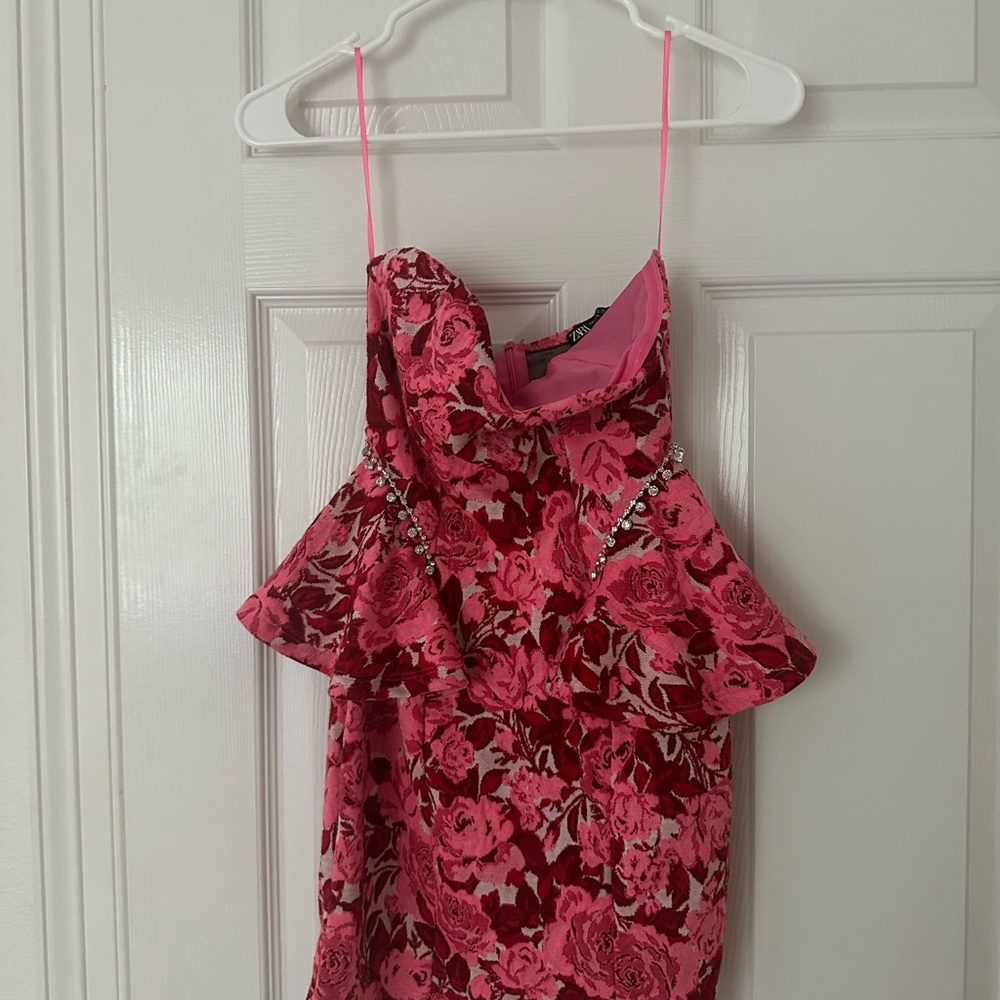 Zara Floral Pink and Red Dress